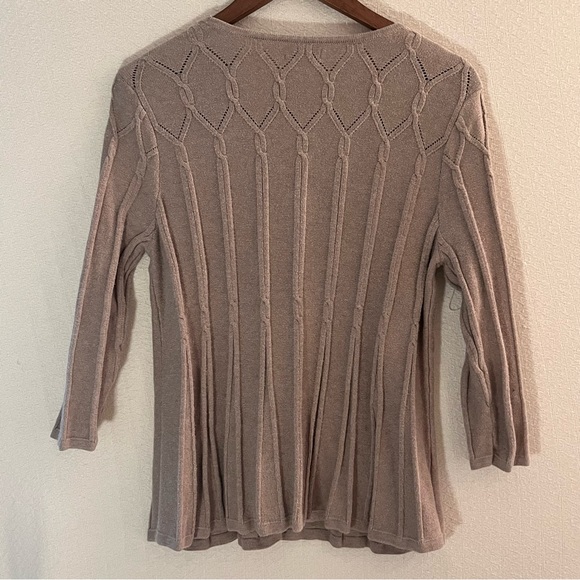 Classic 100% Cotton Cardigan in Taupe Gray - Size M - Picture 2 of 8